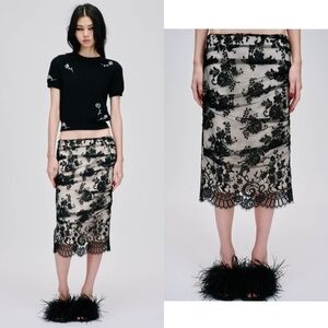 Mark Gong Double Layered Black Lace Skirt